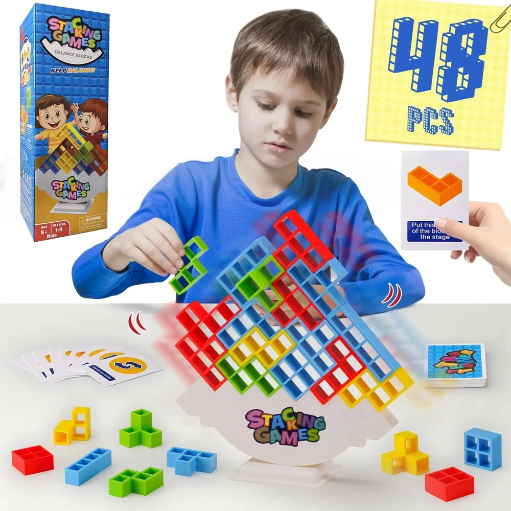 Building Block Brick Toy Balance Stacked Tetra Tower Game Swing High Russian Building Blocks Stack Kid Desktop Toy – Image 2