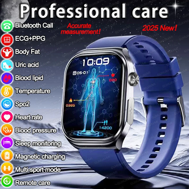 2025New ECG + PPG AI diagnostic de santé montre intelligente hommes femmes horloge lipïde sang BP acide urique traqueur de fréquence cardiaque pour Xiaomi Smartwatch