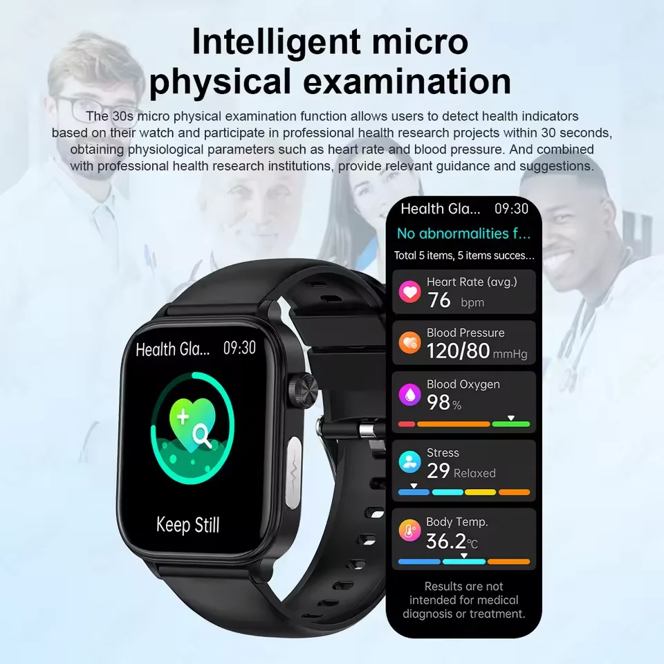 2025New ECG + PPG AI diagnostic de santé montre intelligente hommes femmes horloge lipïde sang BP acide urique traqueur de fréquence cardiaque pour Xiaomi Smartwatch – Image 4