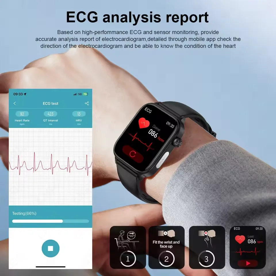 2025New ECG + PPG AI diagnostic de santé montre intelligente hommes femmes horloge lipïde sang BP acide urique traqueur de fréquence cardiaque pour Xiaomi Smartwatch – Image 2