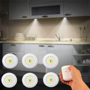 Éclairage LED sous meuble à intensité variable avec télécommande, fonctionnant sur piles, pour placards, penderies et salles de bains, veilleuse