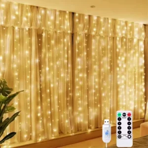 Rideau lumineux LED de Noël – Guirlande féerique avec télécommande et 8 modes