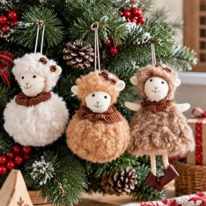 Mouton décoratif en peluche – Ornement de Noël et décoration du Nouvel An 2027