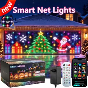 Filet lumineux intelligent de Noël 1536 LED – Éclairage multicolore personnalisable pour extérieur