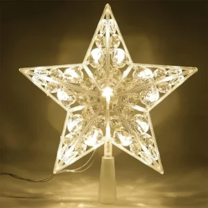 Cime de sapin de Noël lumineuse 15 cm – Étoile scintillante décorative