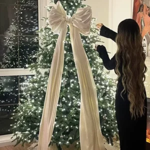 Grand nœud décoratif de Noël – Ruban en organza pour sapin et décoration des Fêtes