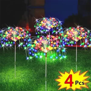 Guirlande solaire LED effet feu d’artifice – Fil de cuivre décoratif